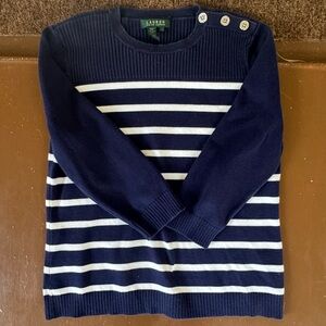 Lauren Ralph Lauren Nautical striped sweater. Women’s Large
